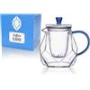ALCEA Srl Himalaya Teiera Zaffiro | Vetro Borosilicato Pyrex Resistente Calore con Infusore | 600 ml