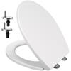 AAN® - Sedile WC ovale con chiusura morbida, a sgancio rapido per una facile pulizia, copriwater di standard, resistente, dotato doppie cerniere fissaggio (usare superiore o inferiore