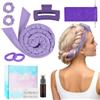 BUTBU Bigodino per Boccoli, Bigodina Fascia Capelli, Fascia Bigodino Kit Fai da Te, Senza Calore, Con Fermagliper Capelli, Morbido, per Salon Barber, Capelli Medi Lunghi- Viola