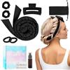 BUTBU Bigodino per Boccoli, Bigodina Fascia Capelli, Fascia Bigodino Kit Fai da Te, Senza Calore, Con Fermagliper Capelli, Morbido, per Salon Barber, Capell Medi Lunghi- Nero