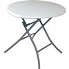 LIFETIME Tavolino pieghevole rotondo, Diametro 73,5 cm, Polietilene ad alta densità (HDPE), Colore bianco granito, Struttura in acciaio, Uso interno ed esterno (92104)