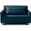 EVERGREENWEB MATERASSI & BEDS EVERGREENWEB Divano Letto 2 Posti con Materasso una Piazza e Mezza 120x190 Ortopedico, Prontoletto RICHIUDIBILE 2 in 1, Rivestimento Blu SFODERABILE, Braccioli Slim, Cuscini SUPERSOFT Inclusi | EDITH