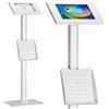 Maclean MC-476 - Supporto da pavimento per tablet con protezione antifurto e porta volantino, compatibile con iPad/iPad Air/iPad Pro, Samsung Galaxy Tab A/Tab A7/Tab S6 Lite (bianco)