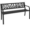 Outsunny Panchina da Giardino a 2 Posti in Acciaio con Schienale Decorato e Braccioli, 125x50x75cm, Nero|Aosom