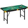 SPORTNOW Tavolo da Biliardo ad Altezza Regolabile con Accessori, in MDF e Acciaio, 140x60x55-75 cm, Verde|Aosom