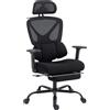 HOMCOM Sedia da Ufficio Ergonomica e Traspirante con Supporto Lombare Dinamico e Poggiapiedi, 73x75x120-128 cm, Nero | Aosom Italy