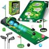 TERRAMUS Set da Golf 3 in 1 per Bambini con Ritorno Automatico Golf Dinosaursco, Tavolo da Golf Cornhole,Palline Luminose al LED,Tappeto per Il Putting,Mini Giochi di Golf,Regalo per Bambini 3-8 Anni