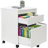 Relaxdays Contenitore con rotelle, 2 cassetti per cartelle A4/Letter, 57x40x40 cm, Bianco