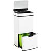 WELL HOME MOBILIARIO & DECORACIÓN WELL HOME Cestino per rifiuti 62L (37L+25L), con 2 scomparti, apertura automatica con sensore, in acciaio inox, bianco