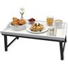 Relaxdays Vassoio da Letto, bambù, HxLxP: 20 x 50 x 30 cm, con Piedi, Maniglie, Colazione