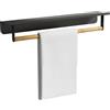 Relaxdays Portasciugamani da Parete in bambù e Metallo con ripiano, 9x45x8 cm, Nero/Naturale Bagno e Cucina