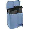 Tontarelli Pattumiera Differenziata "Patty 2" - cm.39x32,5x41h. lt.13+8 azzurra