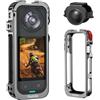 BRDRC Utility Frame Case Cage per Insta 360 X5, custodia protettiva in metallo con protezione copriobiettivo in silicone - Supporto Cold Shoe, 3 x 1/4 Threads, 2-Claw Go Pro Mount Adapter per Insta