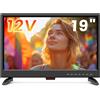 TV 19 Pollici,Tv 12 Volt per Camper Con Sintonizzatore Digitale T2-HEVC,HDMI,USB