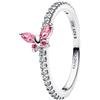 Pandora Anello da Donna in Argento con Farfalla Scintillante Rosa 194269C02, 56/17,8, Argento Sterling, Zirconia cubica Cristallo