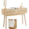 VEVOR Tavolo Mobiletto Casa in Rattan 1000 x 300 x 745 mm Tavolo Ingresso con Cassetto Scorrevole in Rattan Naturale, Tavolo Consolle Divano per Soggiorno, Studio, Ingresso o Parete TV, Naturale