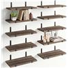 BAKAJI Set 10 Mensole galleggianti da Parete in Legno, Scaffali a Muro Multiuso con Staffe in Metallo, ideali per Camera da Letto, Soggiorno, Cucina, Bagno, Libreria, Salvaspazio, 40 x 15 cm (Rovere)