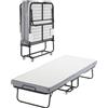 VEVOR, 810 x 1900 mm con Materasso 100 mm,Singolo con Robusta Struttura in Metallo e Materasso in Memory Foam, Singolo Portatile per Adulti, Ospite