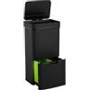 WELL HOME MOBILIARIO & DECORACIÓN WELL HOME Cestino per rifiuti 62L (37L+25L), con 2 scomparti, apertura automatica con sensore, in acciaio inox, nero