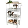 Relaxdays Carrello nicchia scaffale 4 Ripiani Ruote Misura 77x22x45 cm Naturale/Bianco