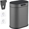 Relaxdays Cestino da Bagno, con Adesivo da Muro o Gancio per Anta, Pattumiera 5 L, Secchio Interno, in Ferro, Grigio