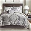 Madison Park Biancheria da letto leggera per tutte le stagioni, copriletto, cuscini decorativi, cotone, Vienna, ardesia damascata, Cal King (264,2 x 233,7 cm)
