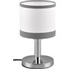 RL LIVE YOUR LIGHT Reality Lampada da tavolo Davos R59551006, metallo cromato, paralume tessuto grigio/bianco, escl. 1x E14