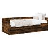 vidaXL Letto da giorno con cassetti in rovere fumé 90x200 cm Materiale in legno