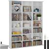 tectake® Scaffale Verticale per CD/DVD, 18 Ripiani Regolabili, Costruzione Stabile in MDF, Supporto Anticaduta, Bianco Opaco, 105,5 x 19 x 136,5 cm, Per Archivio Libri e Documenti - Bianco Opaco