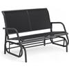 tectake® Panca da Giardino con Meccanismo Basculante, Panchina da Esterno a Dondolo 2 Posti, Telaio in Acciaio Verniciato, Panca con Schienale, 121 x 72 x 86,5 cm - Nero