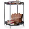 tectake® Tavolino Salotto 45,5 x 45,5 x 53 cm, Tavolino da salotto Tondo Basso, Mobile Soggiorno, Ripiano a Vassoio, Mobiletto Salvaspazio Divano, Camera, Ufficio, Design Rustico - Grigio Scuro