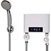 EUNEWR Riscaldamento Elettronico Istantaneo Doccia, 220 V, Scaldabagno Elettrico Con Temperatura Regolabile 30-52 °C, Kit Doccia Incluso, Per Lavabi, Cucina, Bagno, Lavandino (5500 W)