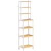 Yorbay Mensola in bambù a 7 livelli: mensola da cucina, bagno, libreria, scaffale con protezione ribaltabile per bagno, cucina, soggiorno, camera da letto, balcone, corridoio, colore naturale e bianco