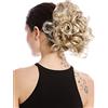 WIG ME UP - MKB-22-V-22 Toupet Coda di cavallo Fermacapelli a pettine Corti Voluminosi Ricci Biondo Champagne chiaro