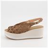 Soffice Sogno Sandali in pelle con fantasia a fiori zeppa 7 cm