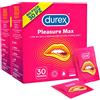 Durex 60 Preservativi DUREX Pleasure Max con Rilievi Stimolanti Forma Easy-On Realizzati in Lattice di Gomma Naturale Big Pack - 2 Scatole da 30 Profilattici