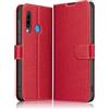 ELESNOW Cover per Huawei P30 Lite New Edition, Flip Custodia in Pelle PU Premium per Huawei P30 Lite New Edition (Rosso)