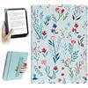 HoYiXi Custodia Universale for 6'' Kindle Paperwhite/6 Kindle 2024 & 2022/Kobo Clara HD Compatibile con 6'' PocketBook/Tolino/Sony E-Book Reader Cover,Fiori blu