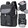 Cwatcun zaino fotocamera borsa in tela per reflex mirrorless Canon Nikon Sony Pentax obiettivo impermeabile fotocamera reflex con 15.6'' scomparto per computer portatile e cinghia treppiede,Nero