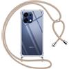 Pnakqil Cover per Oppo A6 Pro 5G/4G con Cordino, Trasparente Custodia con Laccio Tracolla Cellulare Girocollo Collana Protettiva per Oppo A6 Pro 5G/4G 6.57 Pollic, Khaki