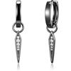 PHNIBIRD orecchini uomo cerchio neri unisex orecchini pendenti argento 925 ipoallergenici Geometria con zirconi cubici Minimal punk gioielli moda regalo compleanno uomo donna