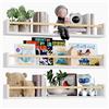 BAKAJI Set 3 Mensole da Parete in Legno, Scaffali a Muro Multiuso e Barra di Protezione Oggetti, Scaffalatura per Camera da Letto, Soggiorno, Cucina, Libreria Salvaspazio 3x60 cm (Bianco e Quercia)