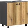 trendteam smart living - PureBliss - Mobile sottolavabo su ruote - antracite/rovere - Lavabo con ripiano - 60 x 64 x 42 cm - effetto scanalato - eleganti manici in metallo