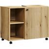 trendteam smart living - Mobile sottolavabo su ruote - Bagno - PureBliss - dimensioni 80 x 64 x 42 cm - colore rovere Evoke con scanalature nere - 233730142