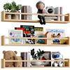 BAKAJI Set 3 Mensole da Parete in Legno, Scaffali a Muro Multiuso e Barra di Protezione Oggetti, Scaffalatura per Camera da Letto, Soggiorno, Cucina, Bagno, Libreria Salvaspazio 3 x 60 cm (Quercia)