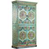 DRW Armadio con 2 ante in legno con decorazione policroma in blu, verde e giallo, 180 x 100 x 40 cm