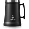 Ideus® Boccale di birra isolato con manico, 1000 ml, in acciaio inox, grande tazza termica in metallo, per l'Oktoberfest (nero)