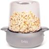 Gadgy Macchina per popcorn Premium - Macchina per popcorn elettrica con funzione di agitazione, piastra antiaderente e coperchio - 5 minuti - Funzione di fusione burro - Design argento con coperchio
