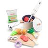 Woet® Set da Cucina Giocattolo in Legno per Bambini Piccoli - Pentole, Padella, Verdure e Uovo - Accessori Cucina Giocattolo - A Partire da 2 Anni - Regalo per Bambini