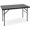 Relaxdays Tavolo da Campeggio Pieghevole BASTIAN, Rettangolare 74x121,5x61,5, Tavolino da Outdoor, Aspetto Rattan, Nero